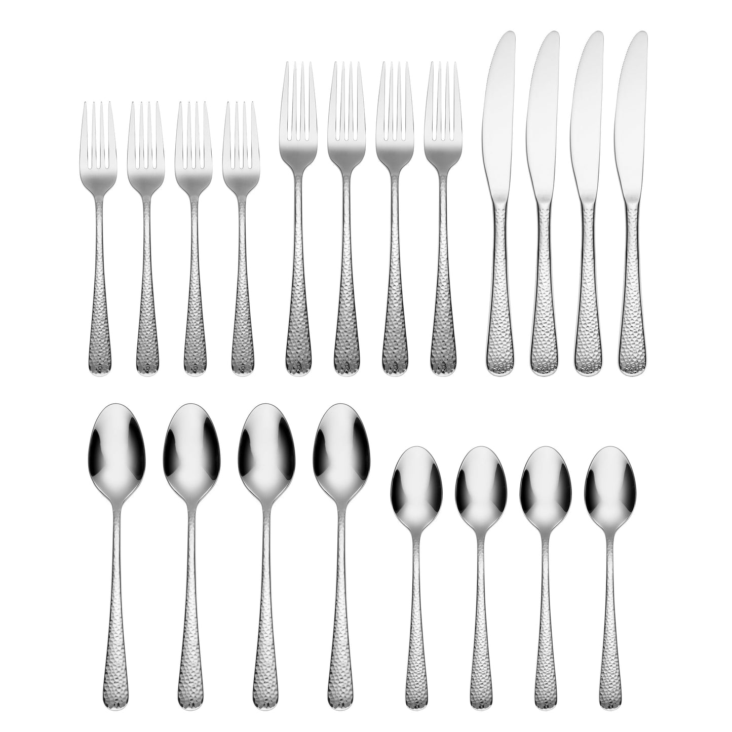 Kenne Hammered Mirror 20-Piece Flatware Set