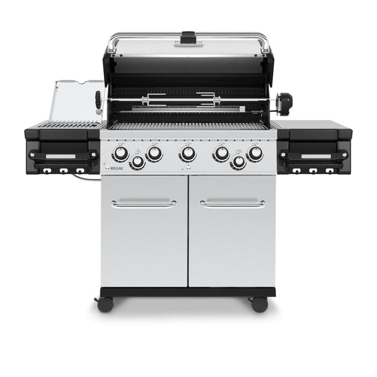 Broil King Regal S 590 PRO Infra-Red 5-Burner Gas Grill - With Rotisserie & Infrared Side Burner - Stainless Steel - 958944 LP/ 958947