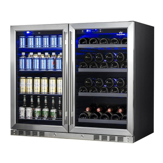 KingsBottle 39” Dual Zone Wine and Beverage Combo | Holds 100 Cans & 28 Bottles | KBU28LRX