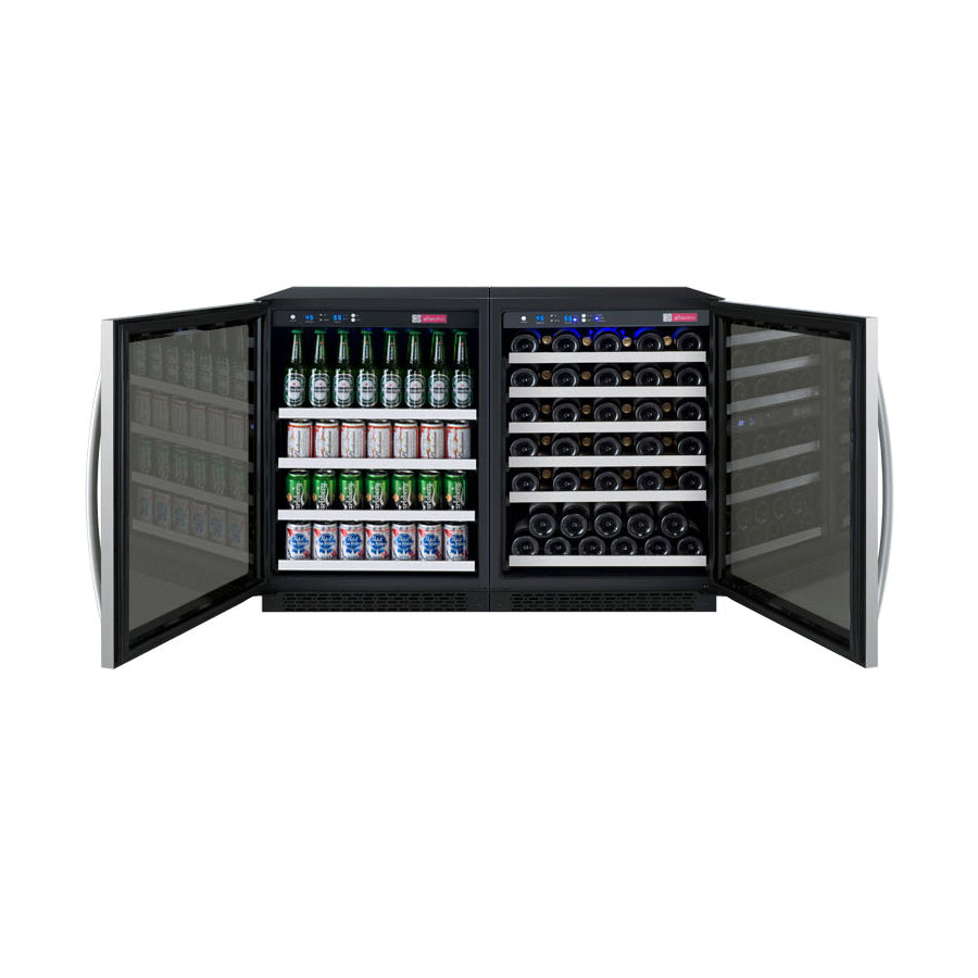 Allavino 47” Wide | Dual Zone Side-by-Side Wine & Beverage Center Combo | Holds 56 Bottles/154 Cans | Tru-Vino Technology and FlexCount II Shelving