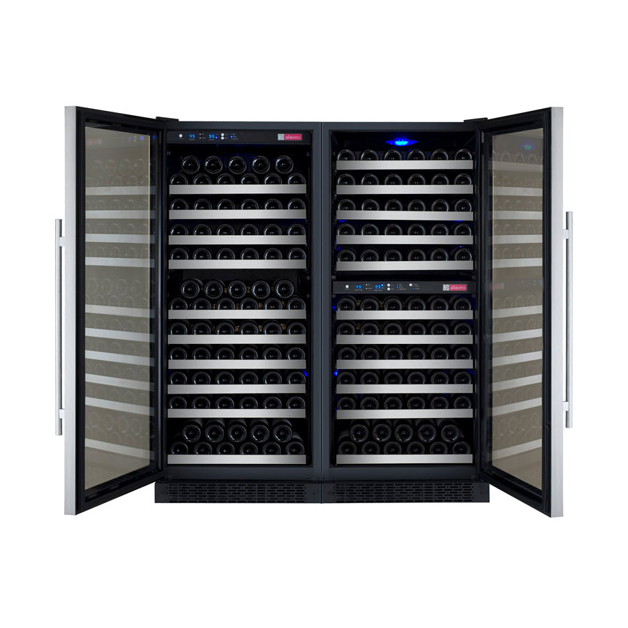 Allavino 47” Wide | 249 Bottle Triple Zone Side-by-Side Wine Cooler | Tru-Vino Technology and FlexCount II Shelving