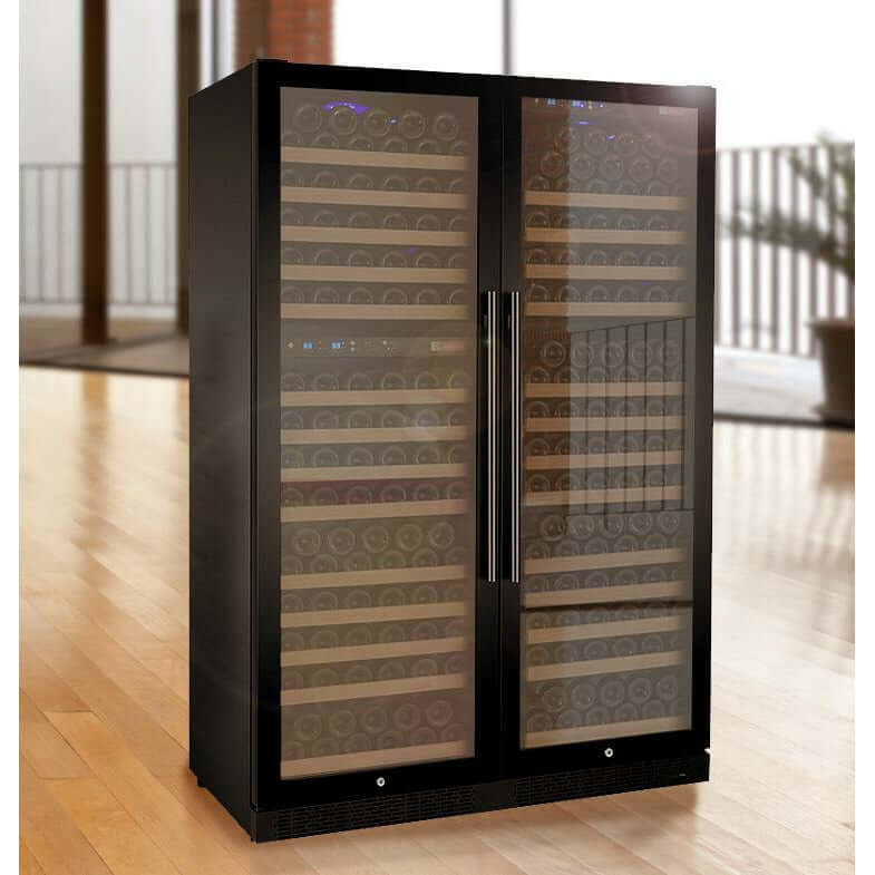 Allavino 47" Wide | 349 Bottle Triple Zone Side-by-Side Wine Cooler | Tru-Vino Technology and FlexCount II Shelving