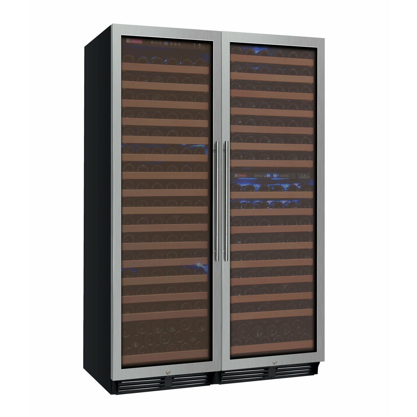 Allavino 48 Inch Wide | 346 Bottle Triple Zone Side-by-Side Wine Cooler | Tru-Vino Technology and FlexCount II Shelving