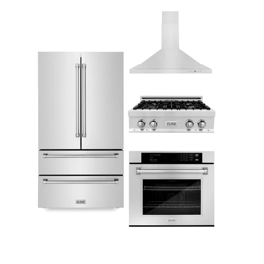 ZLINE 4 Piece Kitchen Package | Refrigerator | Rangetop | Range Hood | Wall Oven