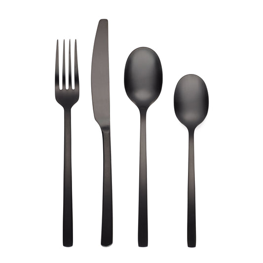 Beacon Black Satin 16-Piece Flatware Set