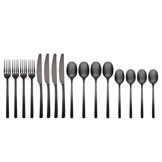 Beacon Black Satin 16-Piece Flatware Set