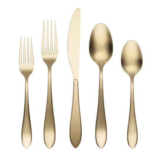 Delia Champagne Satin 20-Piece Flatware Set