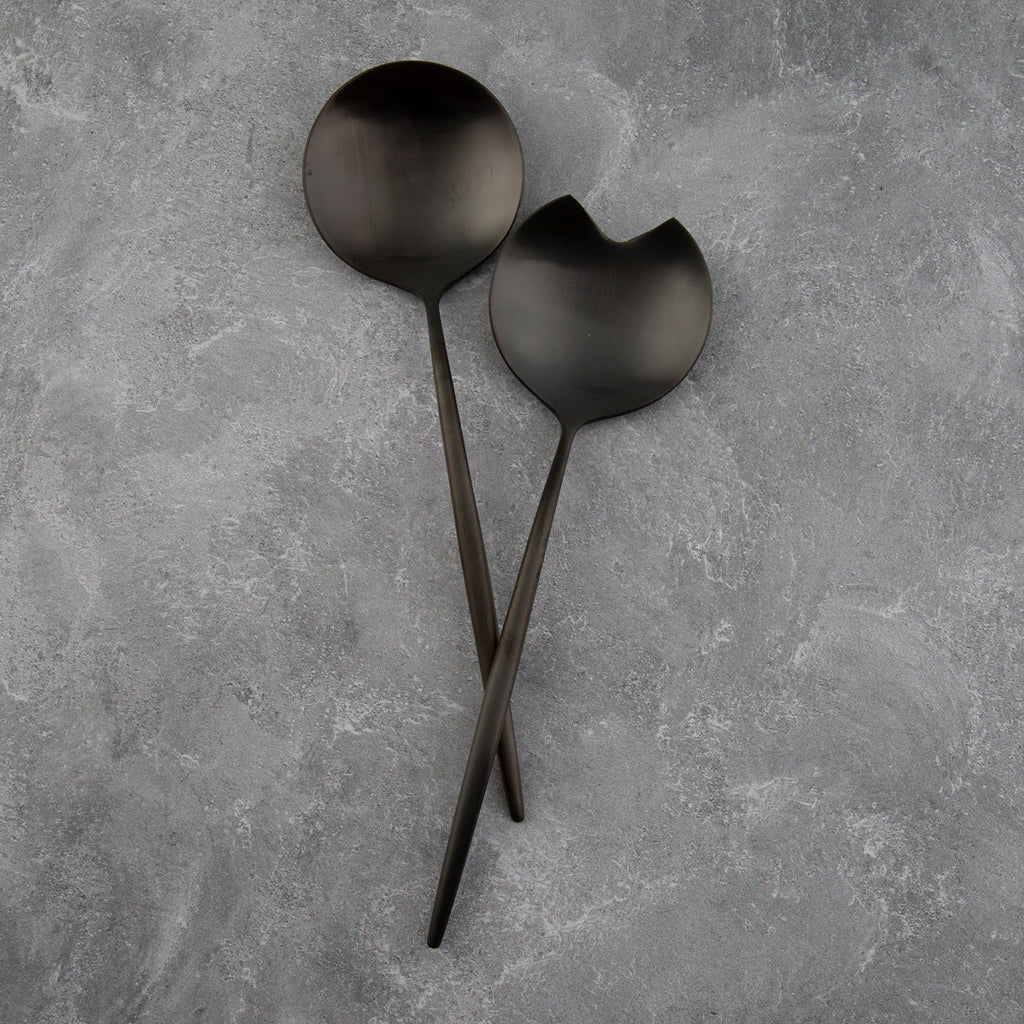 Gaze Black Satin 2-Piece Serve Set