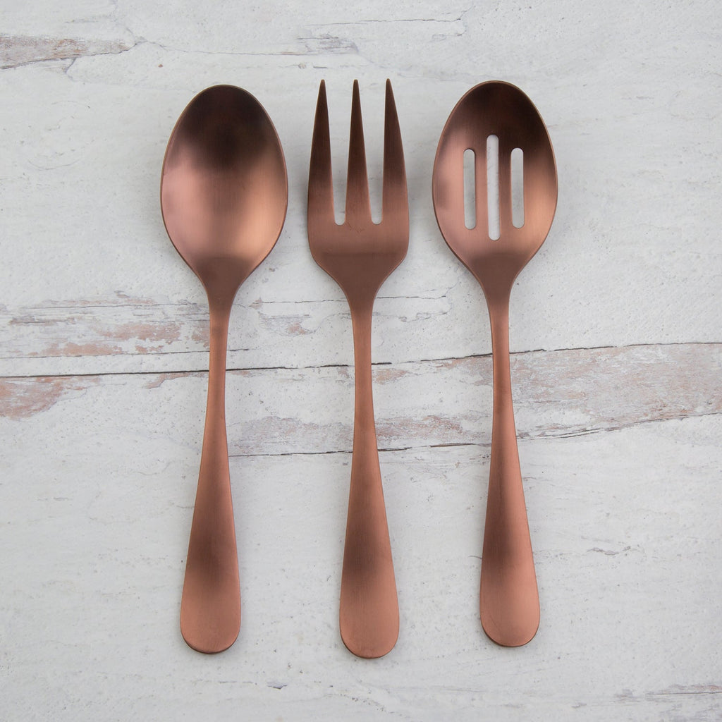 Rhiannon Copper Satin 3-Piece Serve Set