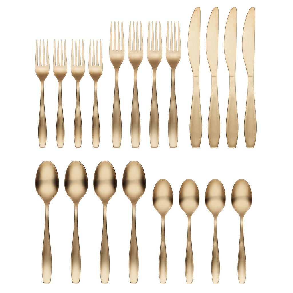 January Champagne Satin 20-Piece Flatware Set