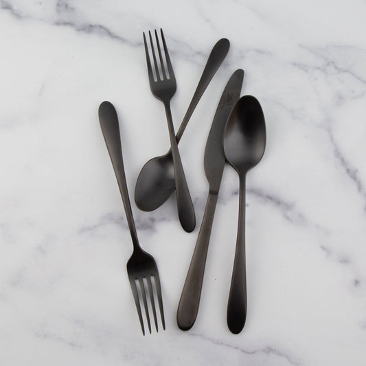 Poet Black Satin 20-Piece Flatware Set