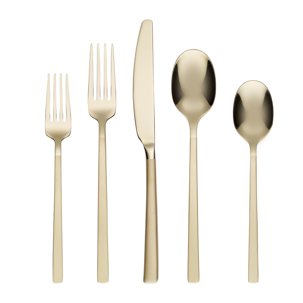 Beacon Champagne Sand Mirror 20-Piece Flatware Set