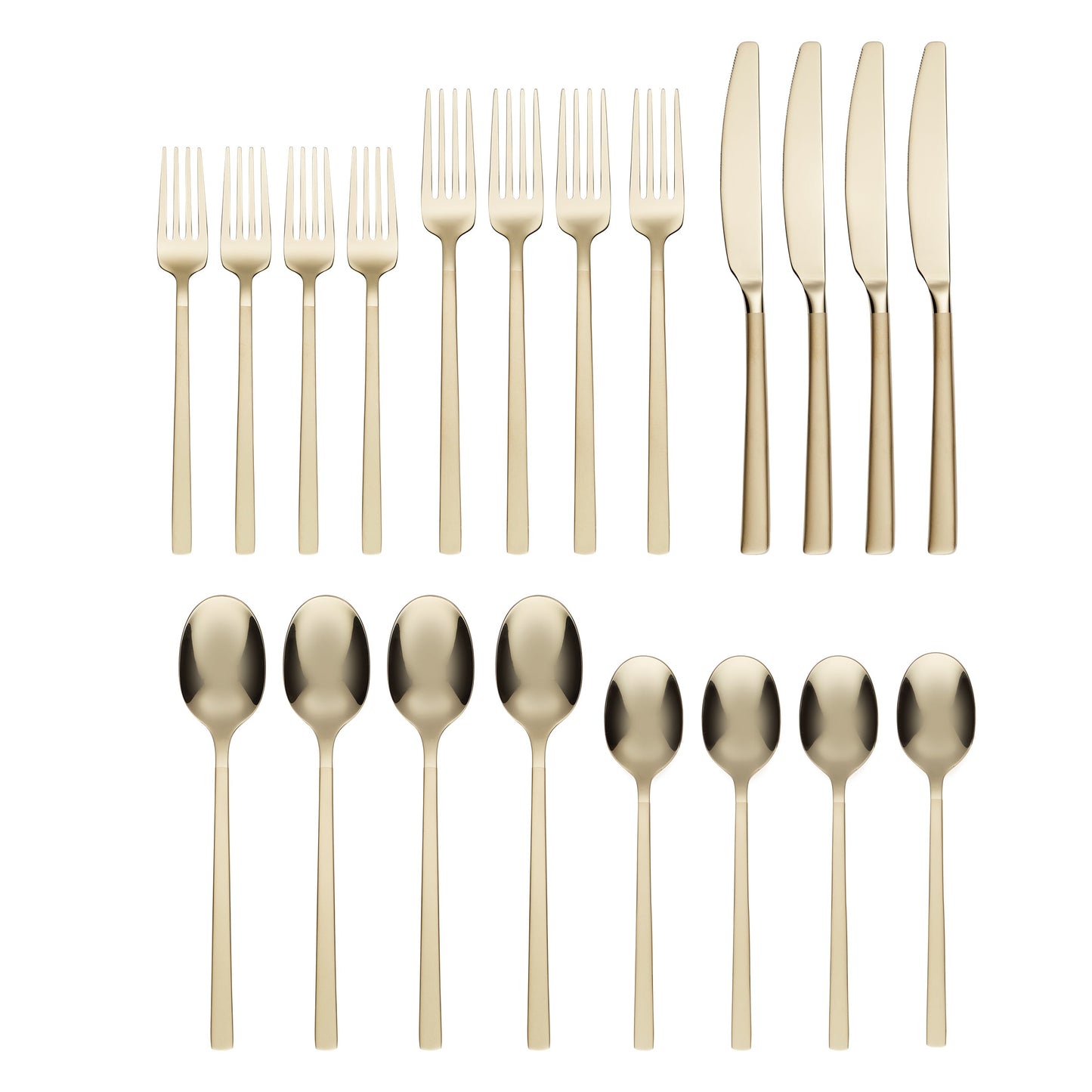 Beacon Champagne Sand Mirror 20-Piece Flatware Set