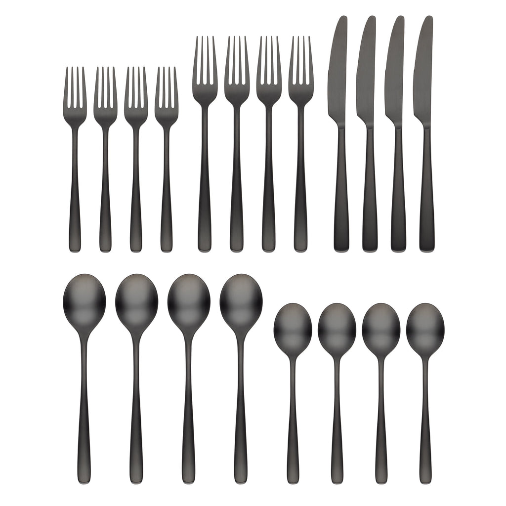 Rise Black 20-Piece Flatware Set