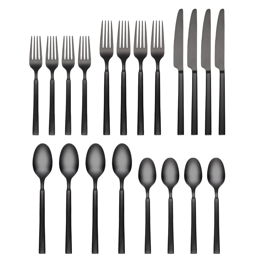 Gailann Black Satin 20-Piece Flatware Set