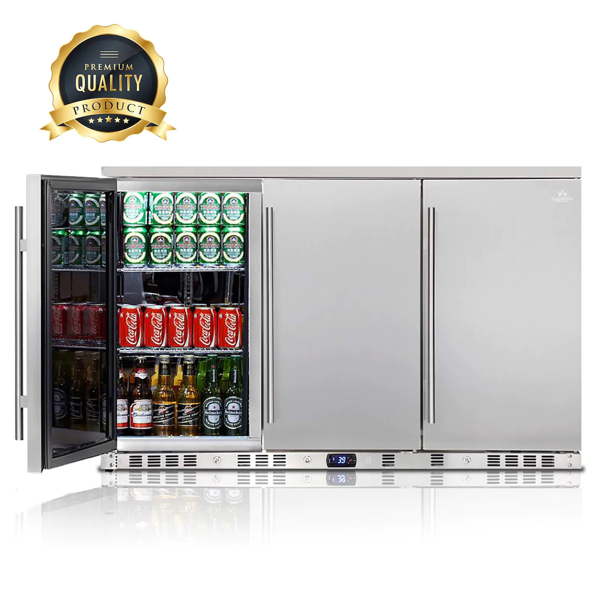 KingsBottle 53” Outdoor Beverage Center | Holds 324 Cans | 3 Doors | KBU328ASD