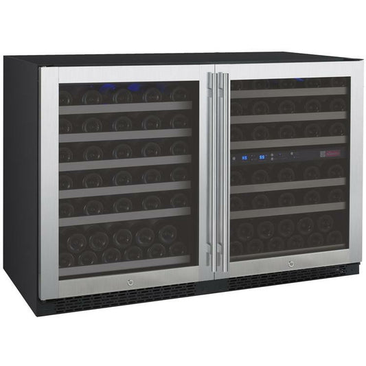 Allavino 47” Wide | 112 Bottle Triple Zone Side-by-Side Wine Cooler | Tru-Vino Technology and FlexCount II Shelving