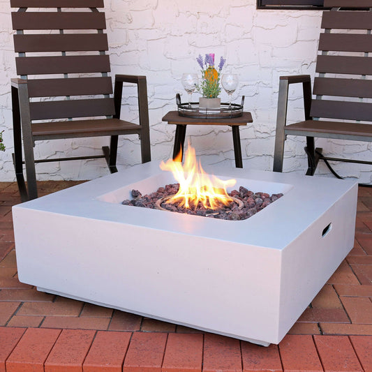 34" Contempo Square Fire Pit | Weather-Resistant Durable Cover and Lava Rocks | Smokeless
