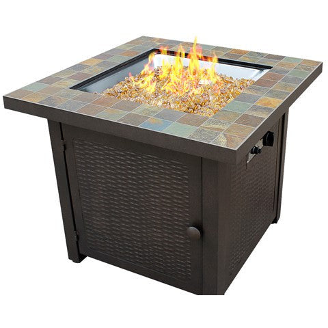 AZ Patio Heaters 30" Square Slate Tile Top Fire Pit