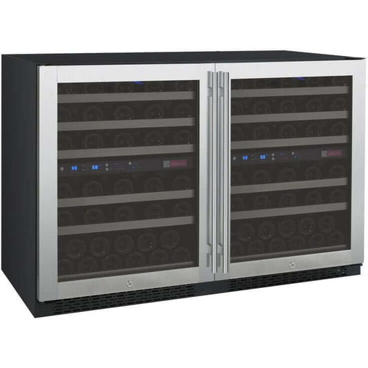 Allavino 47” Wide 112 Bottle Four Zone Side-by-Side Wine Cooler | Tru-Vino Technology and FlexCount II Shelving