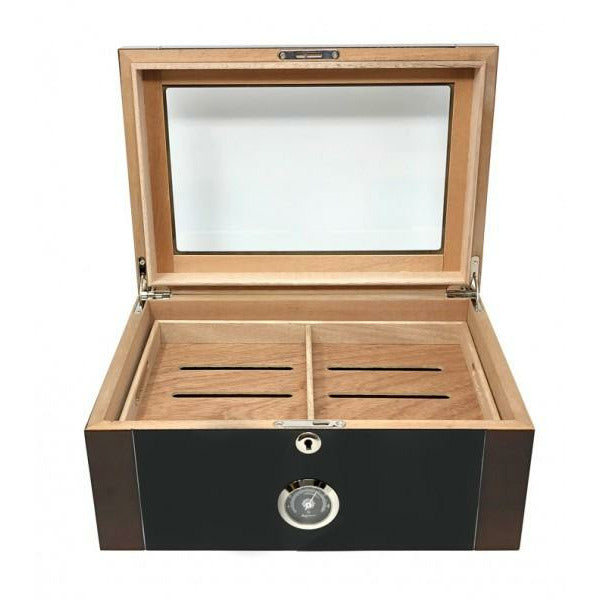 Berkeley II Desktop Cigar Humidor | Glass Top | Holds 100 Ct Cigars