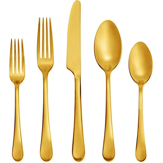 Mirabella Satin Gold Titanium 20 Piece Flatware Set