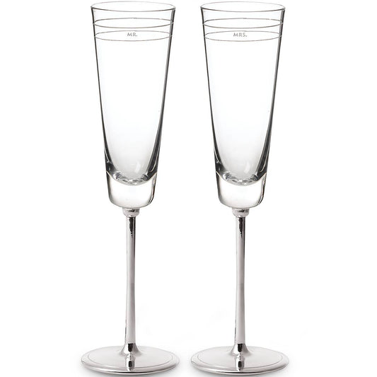 Darling Point "Mr." and "Mrs." 2pc Champagne Flute