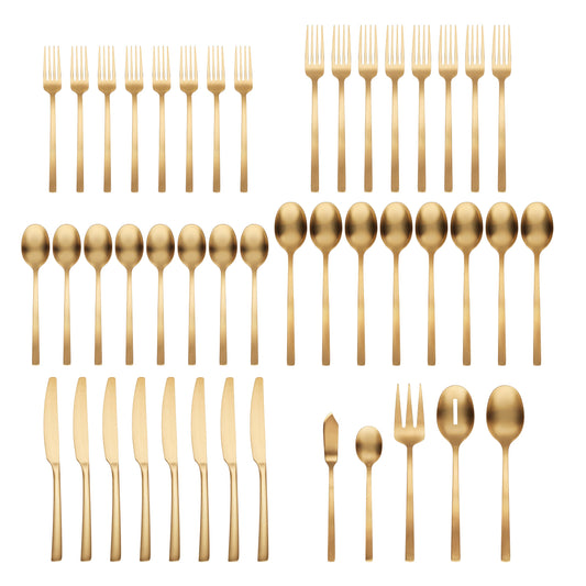 Beacon Gold Satin 45-Piece Flatware Set