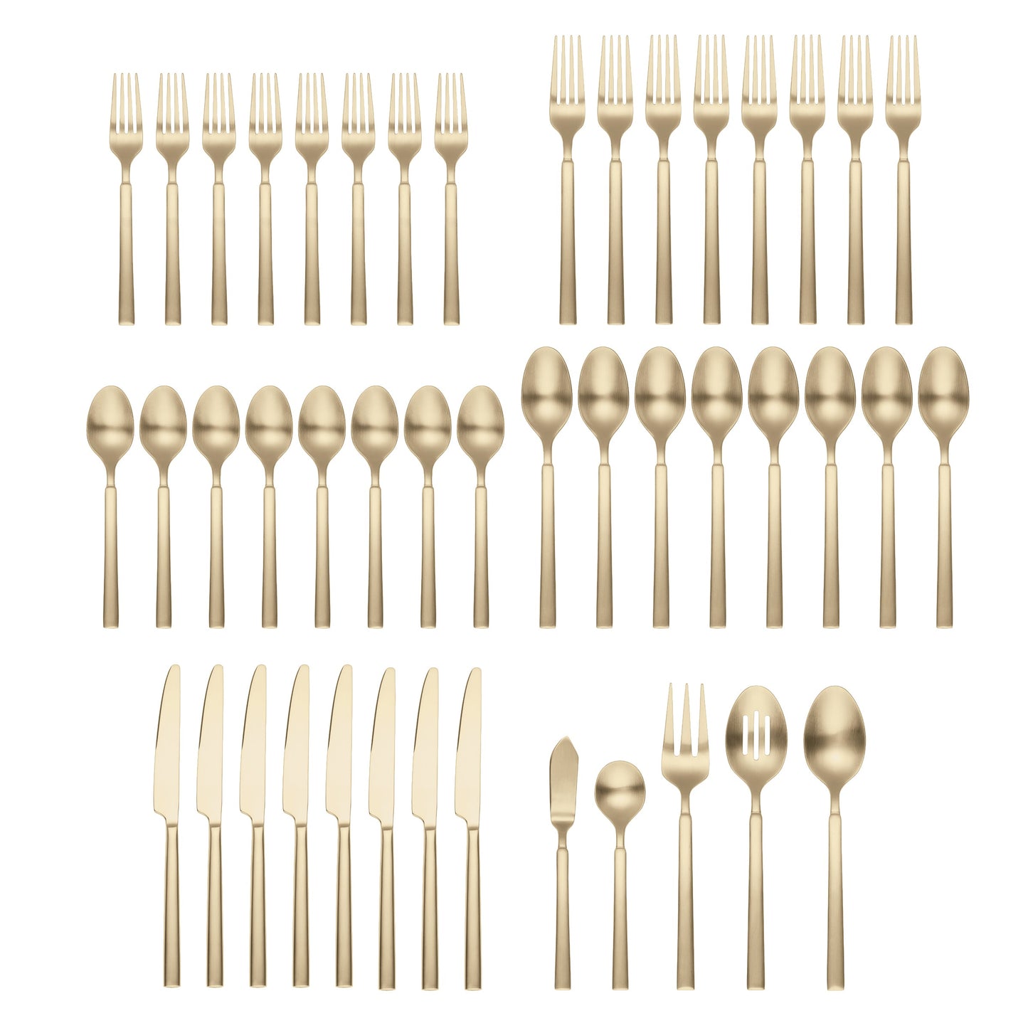 Gailann Champagne Satin 45-Piece Flatware Set