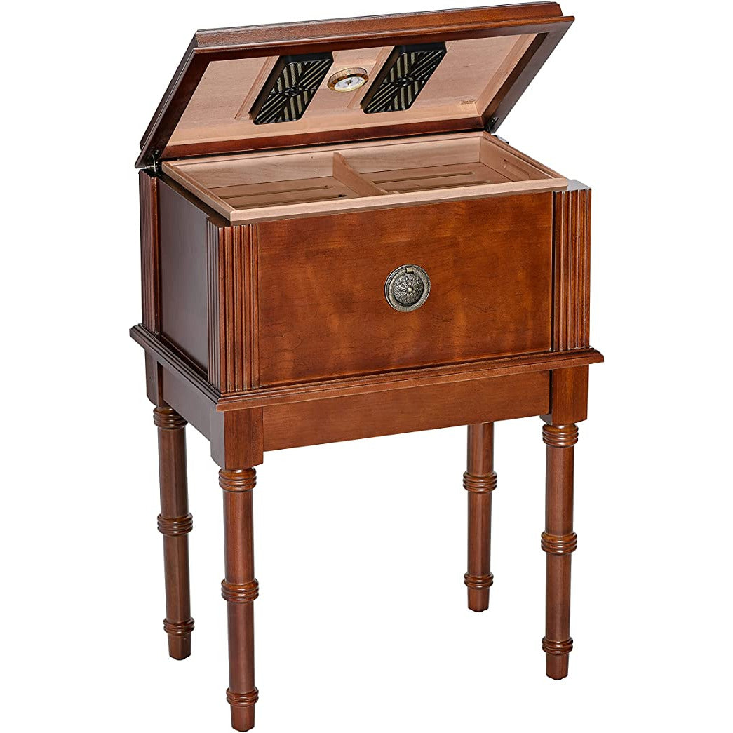 San Marco Antique Cigar Humidor Table | Walnut Finish | Holds 300 Cigars