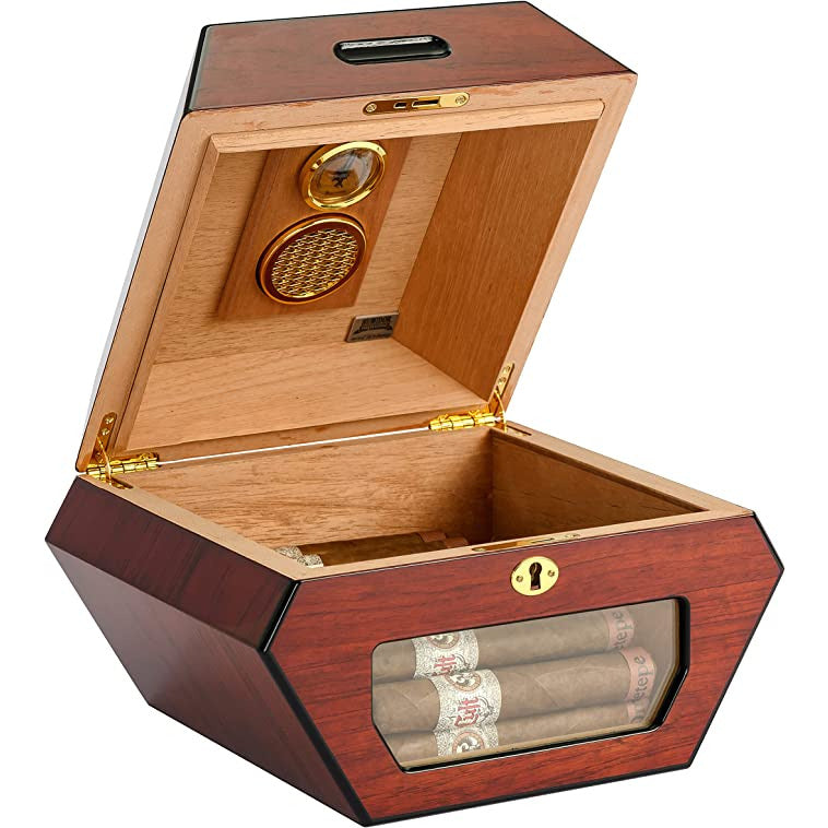 Cuban Wheel Desktop Cigar Humidor | Holds 50 Cigars
