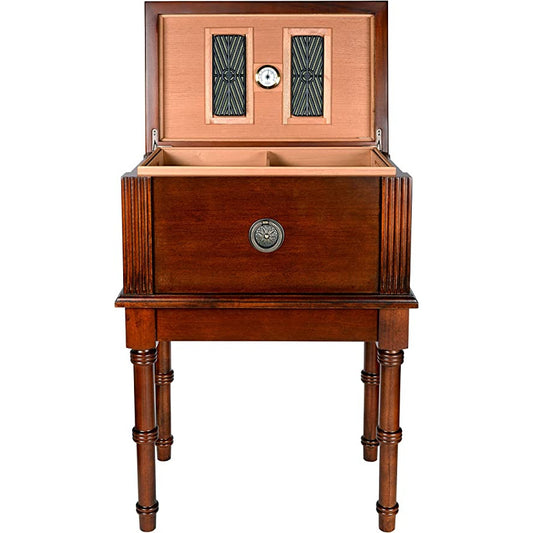 San Marco Antique Cigar Humidor Table | Walnut Finish | Holds 300 Cigars