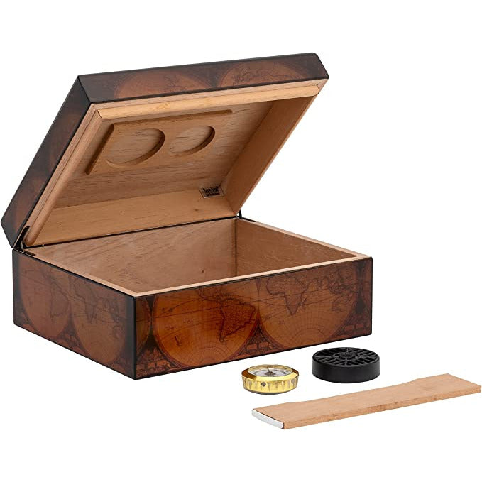 Old World (Sm) Desktop Cigar Humidor | Holds 50 Cigars