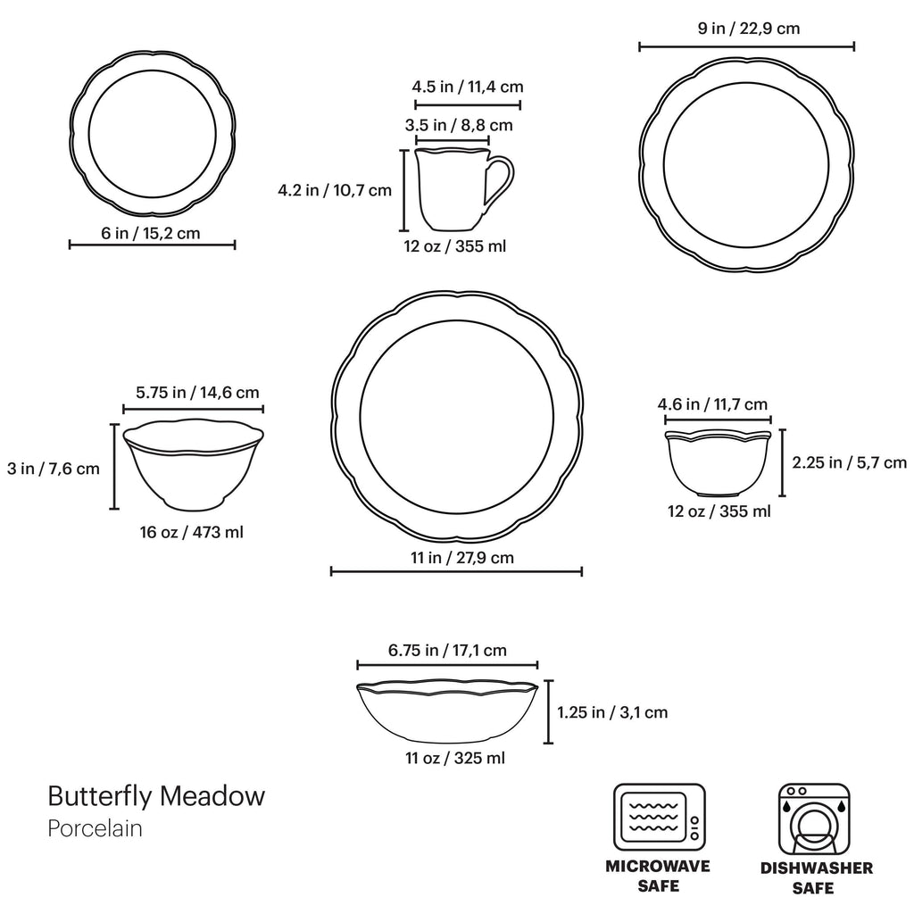 Butterfly Meadow 28-Piece Dinnerware Set