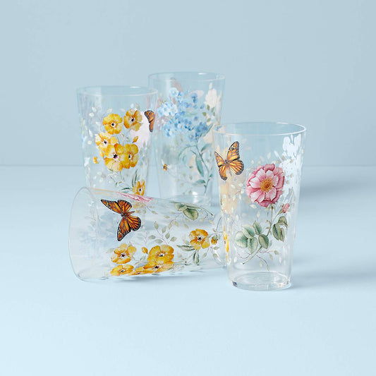Butterfly Meadow Acrylic 4-Piece Highball Glass Se