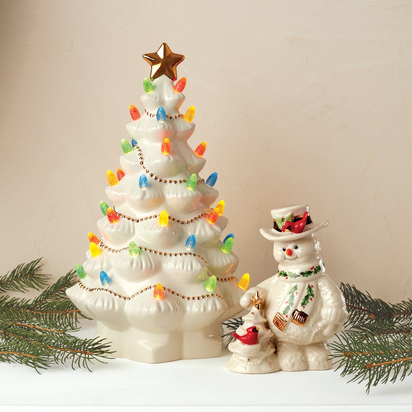 Treasured Traditions Ivory Light-Up Tree Figurine