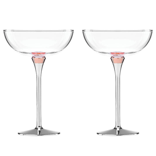 Rosy Glow 2-Piece Champagne Saucer Set
