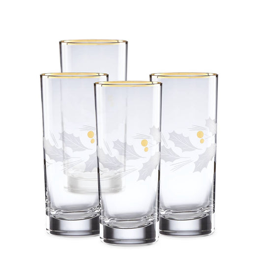 Holiday Gold 4-Piece Highball Glass Set