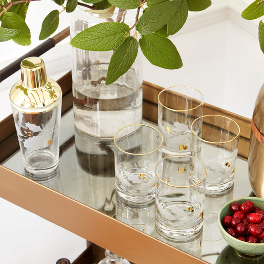 Holiday Gold 4-Piece Double Old Fashioned Set