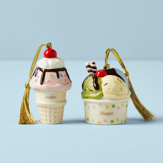 Forever Friends Ice Cream 2 Piece Ornament Set