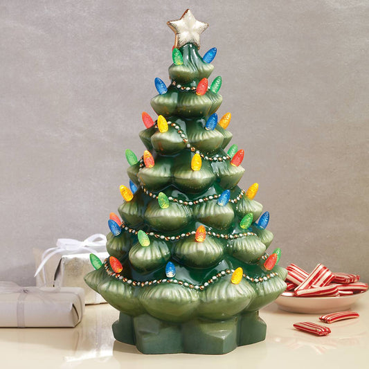 Treasured Traditions Green Light-Up Tree Figurine