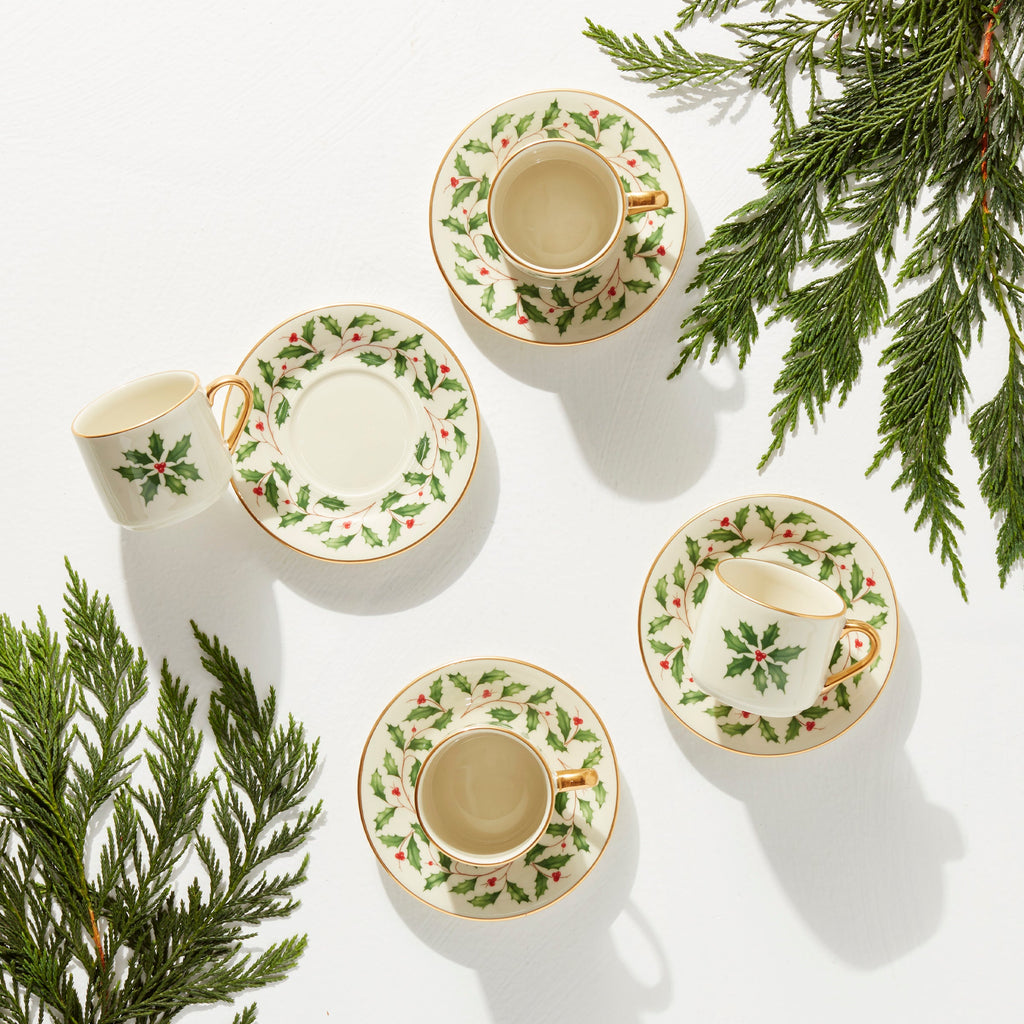 Holiday Espresso Cup & Saucer, S/4