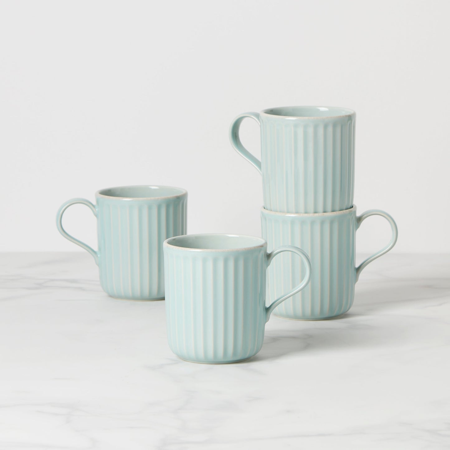 French Perle Scallop Mugs, Set of 4