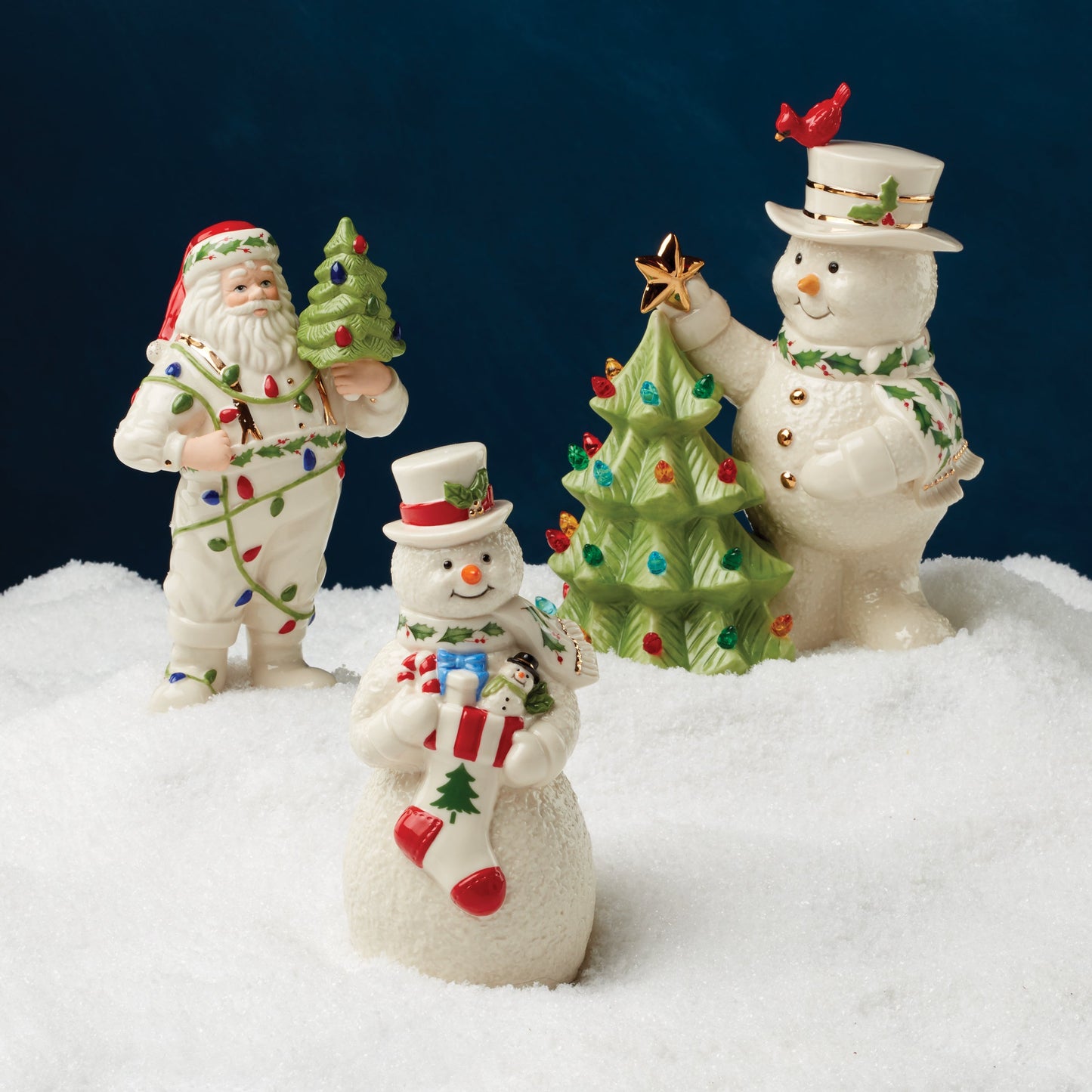 Happy Holly Days Snowman Lit Figurine