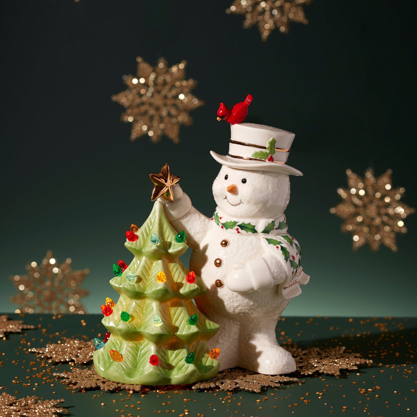 Happy Holly Days Snowman Lit Figurine