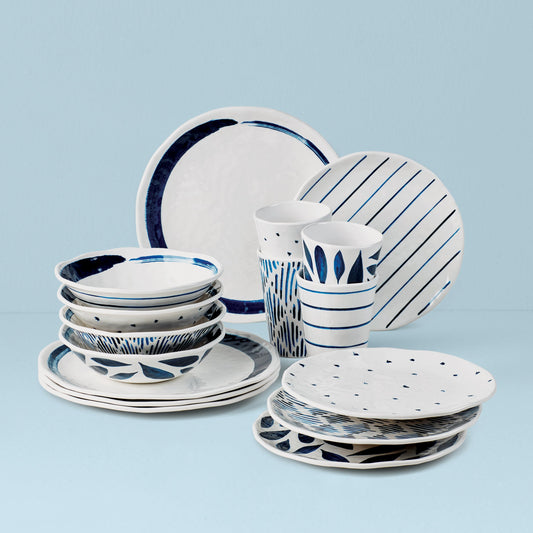 Blue Bay Melamine 16-Piece Dinnerware Set