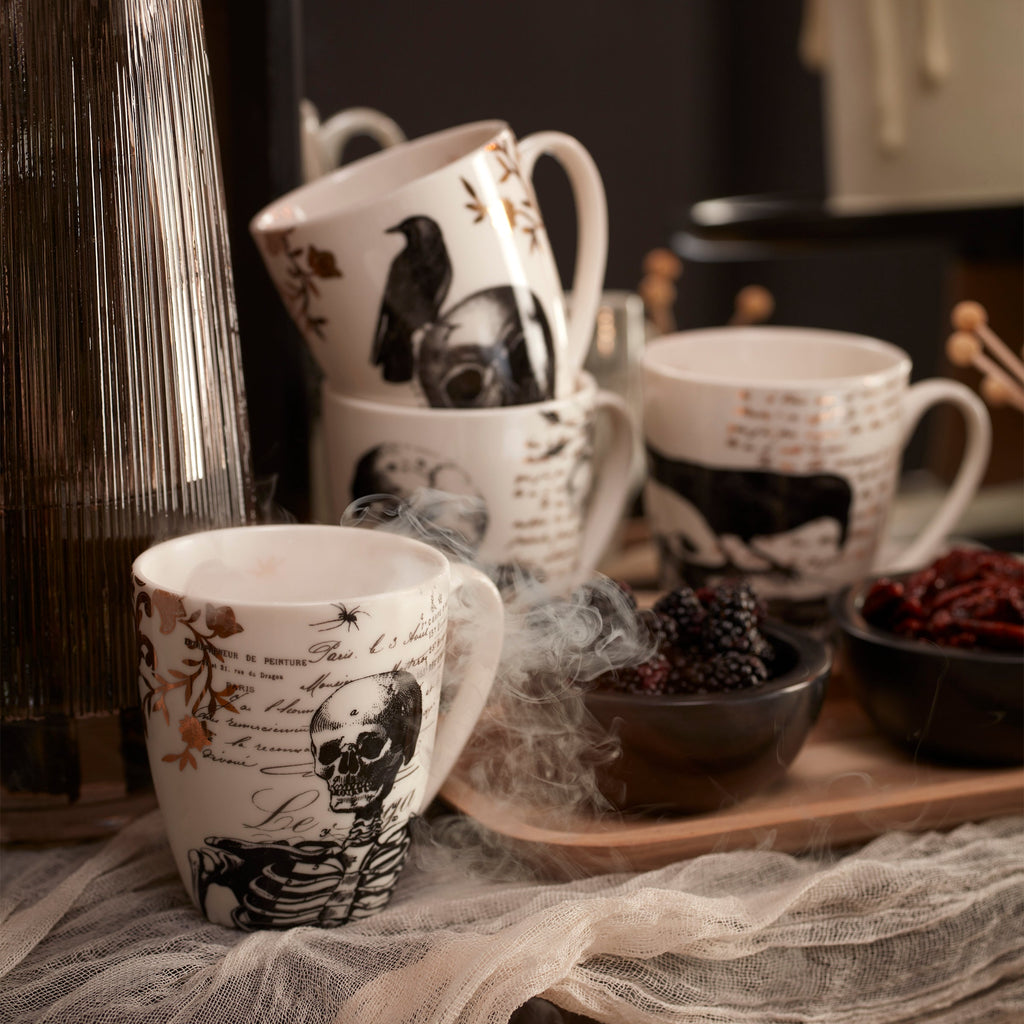 Vintage Gold Halloween Mugs, Set of 4