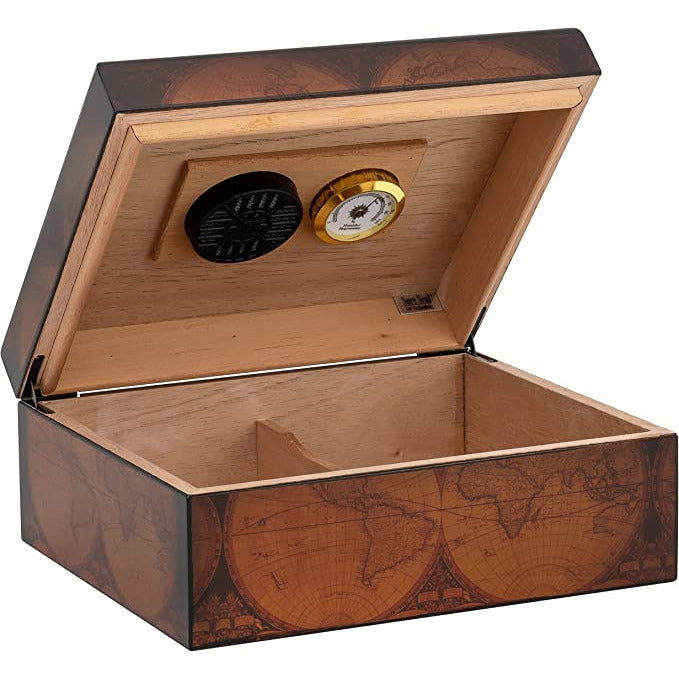 Old World (Sm) Desktop Cigar Humidor | Holds 50 Cigars