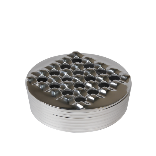 Square Grid Cigar Ashtray- Handcrafted Polished Metal w/ Removable Top