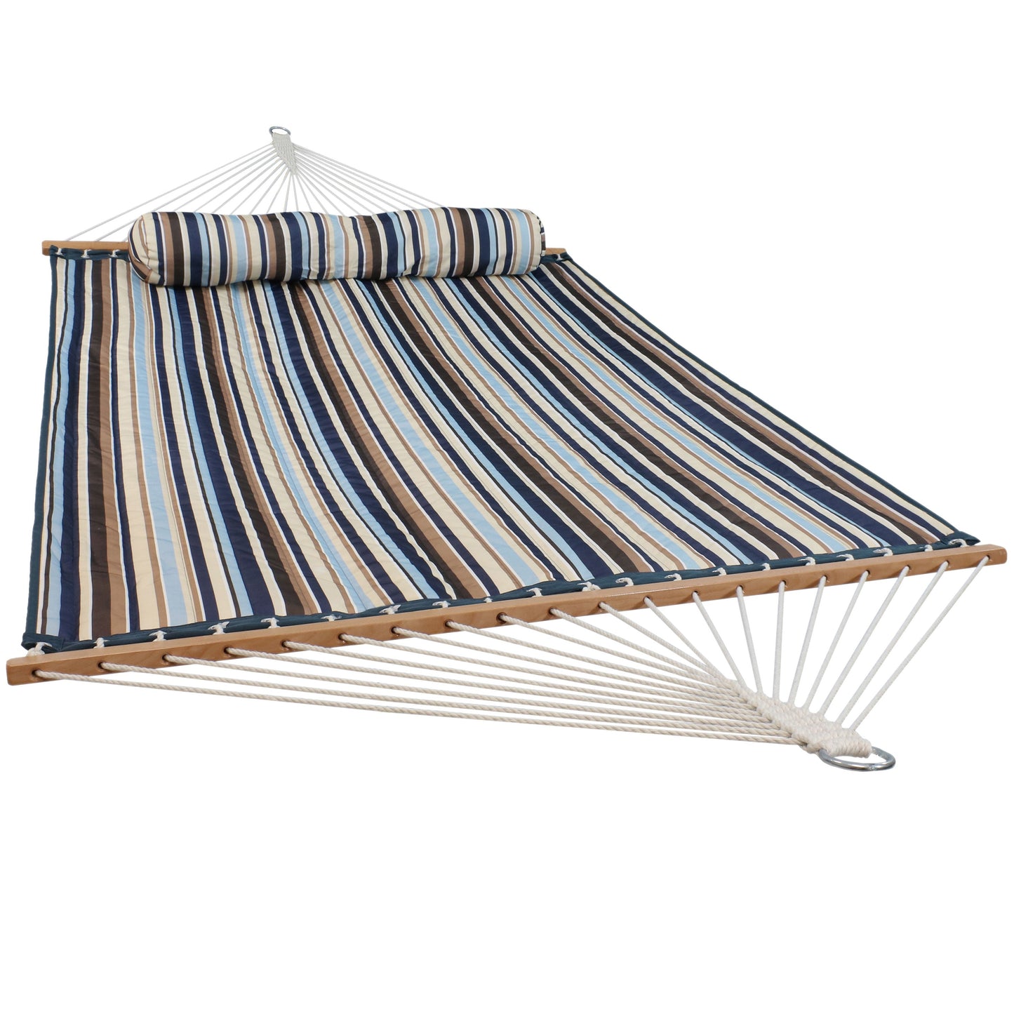 Double Hammock with Pillow | Quilted Fabric | Spreader Bars Included